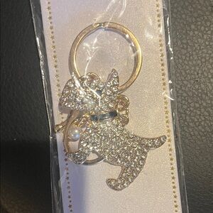 Sparkling Gold and Silver Dog Key Holder